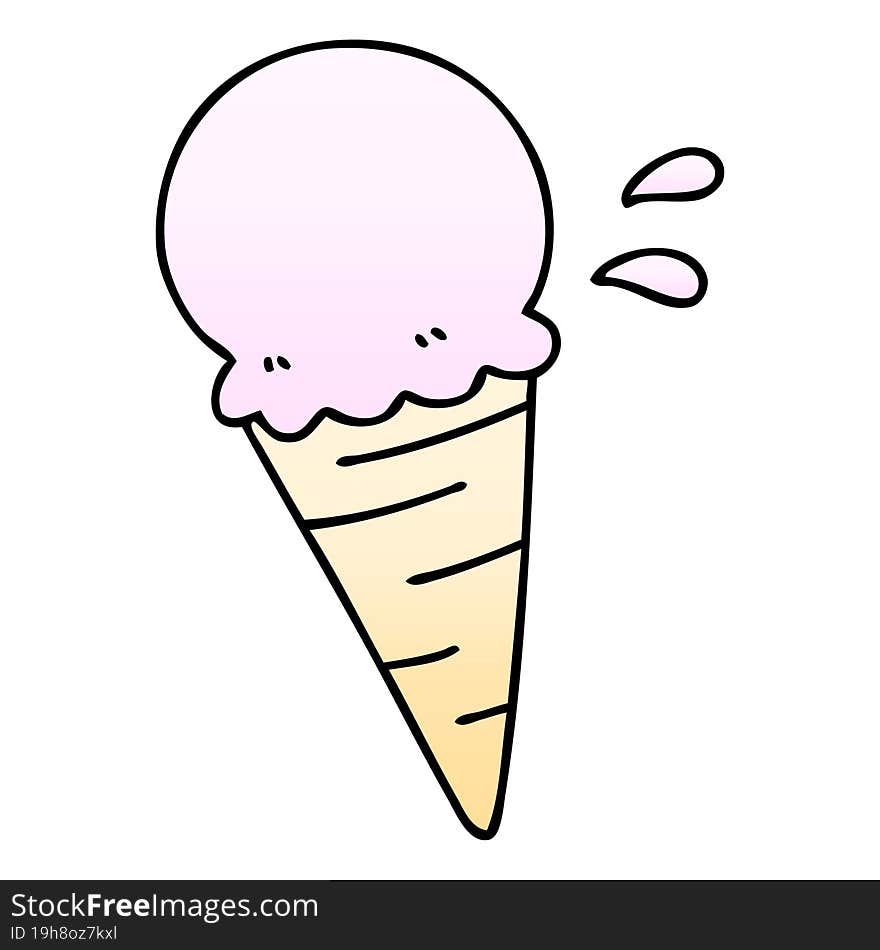 quirky gradient shaded cartoon vanilla ice cream