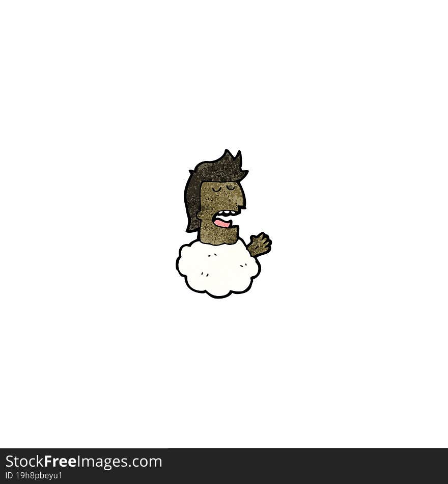 man with head in clouds cartoon