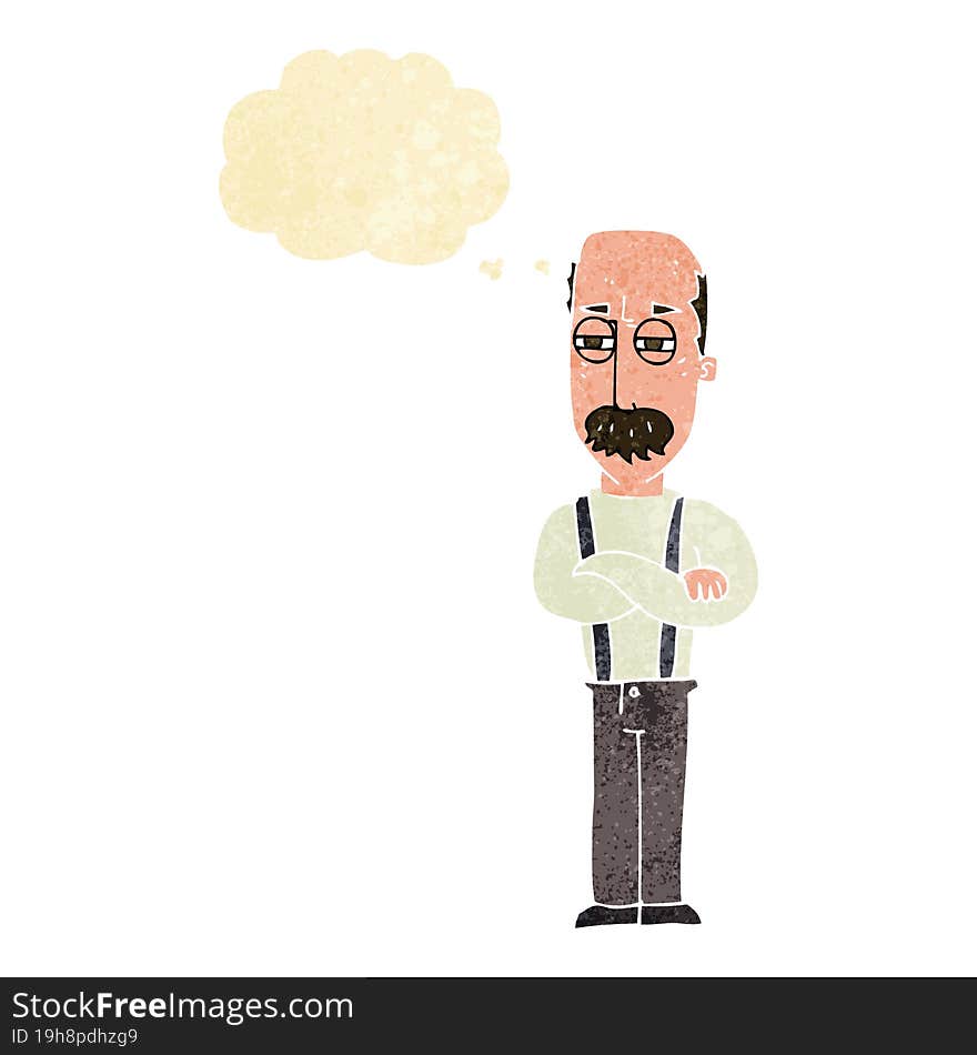 Cartoon Annoyed Old Man With Thought Bubble