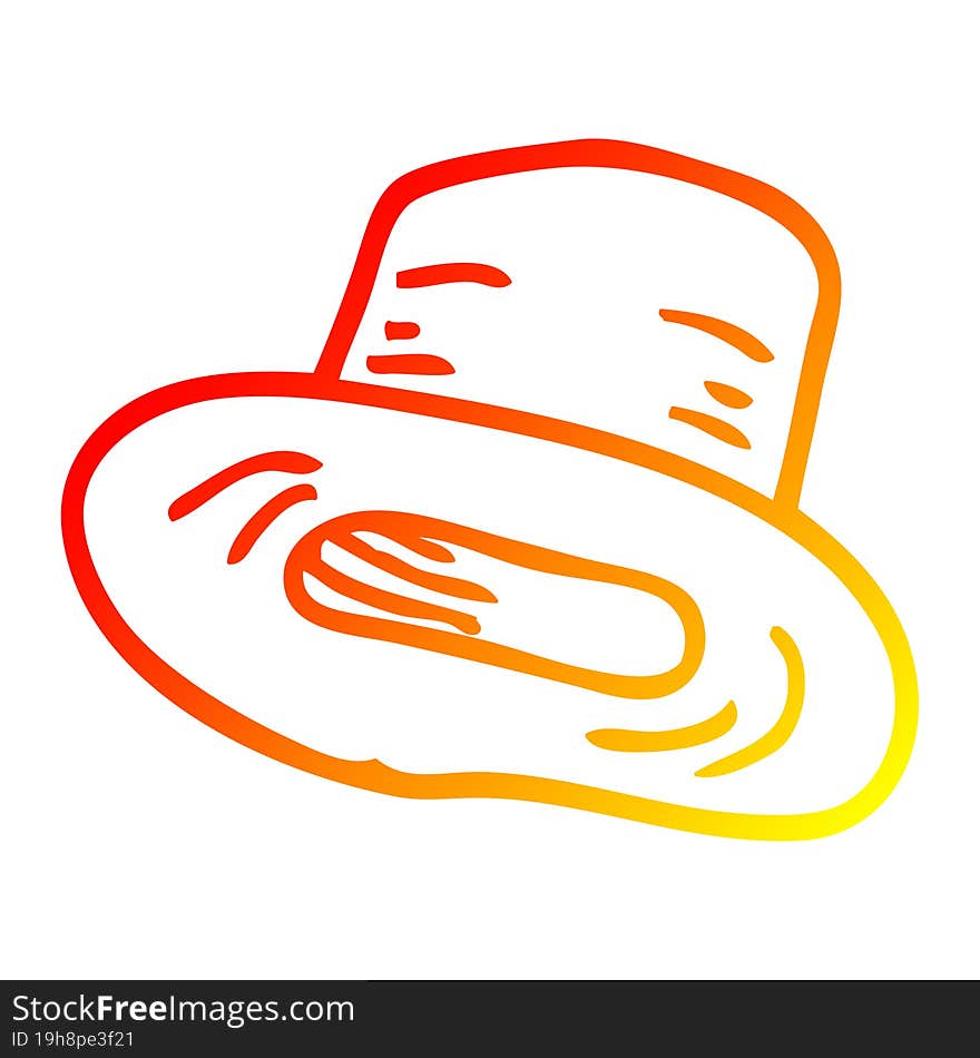 warm gradient line drawing cartoon top hat