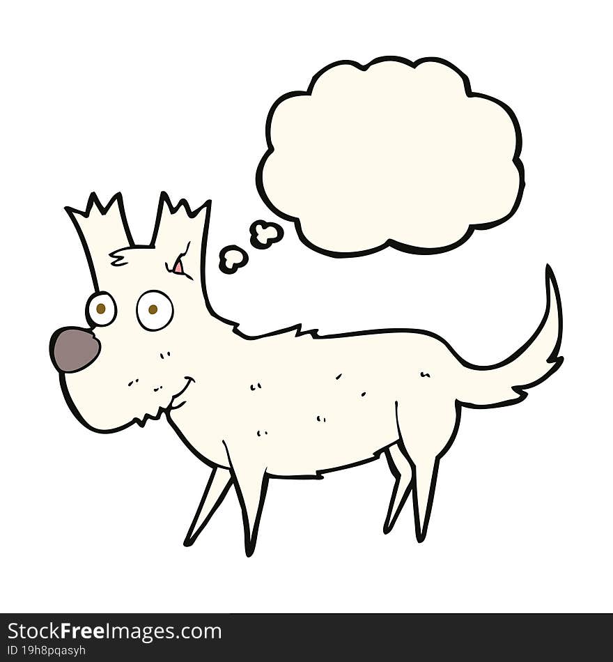 cartoon cute little dog with thought bubble