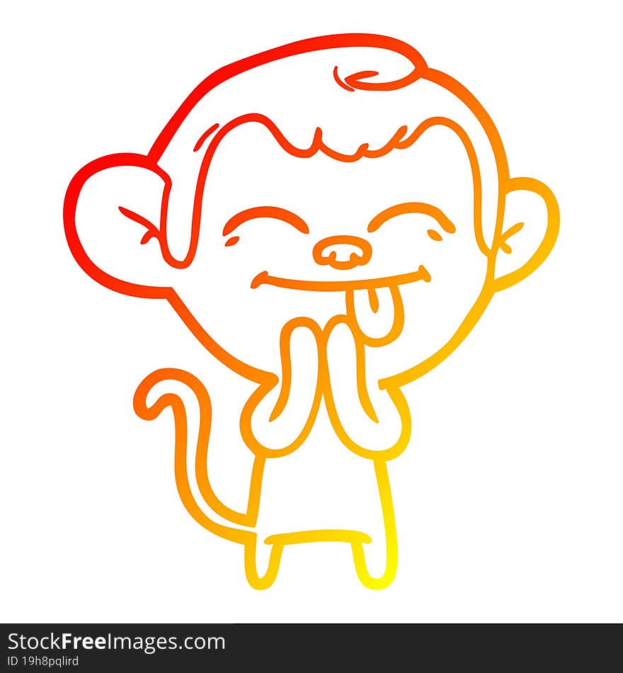 warm gradient line drawing funny cartoon monkey