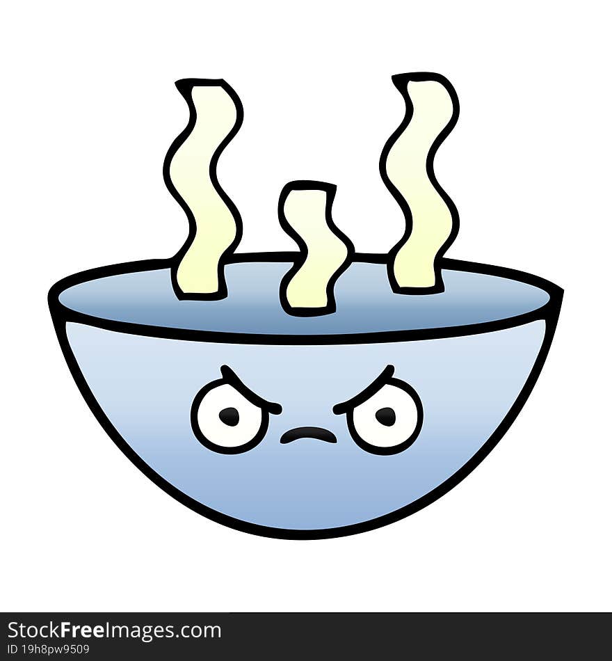 gradient shaded cartoon bowl of hot soup