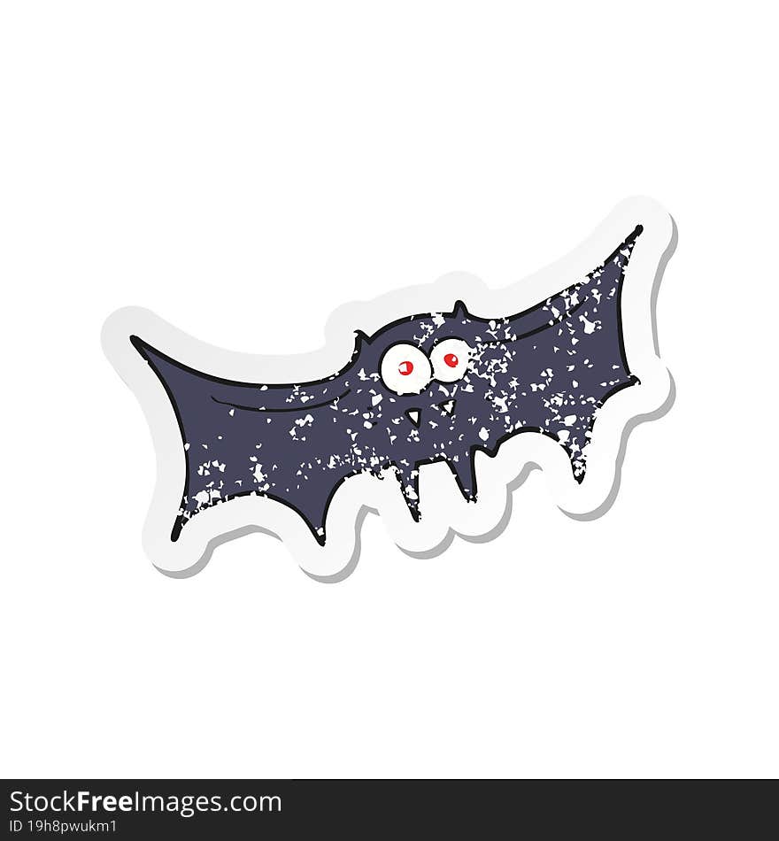 retro distressed sticker of a cartoon vampire bat