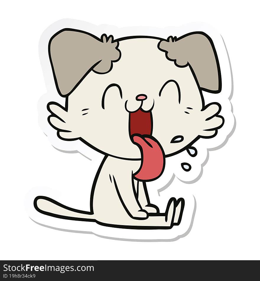 sticker of a cartoon panting dog