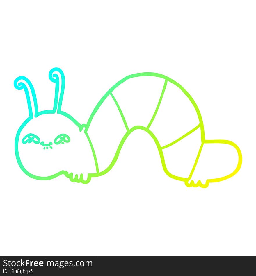 cold gradient line drawing cartoon happy caterpillar