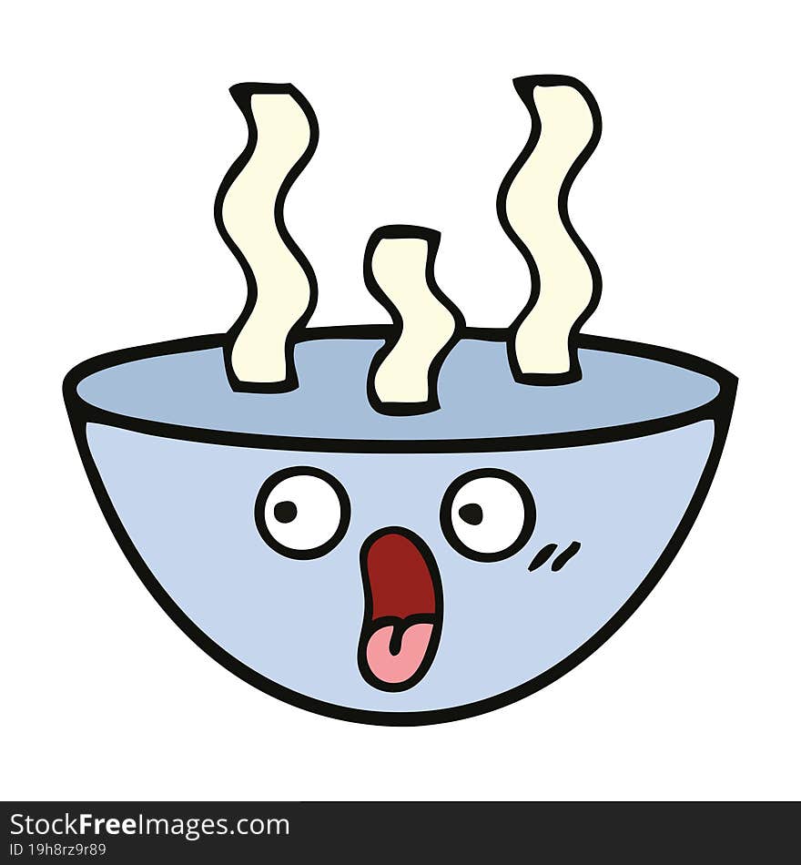 cute cartoon bowl of hot soup