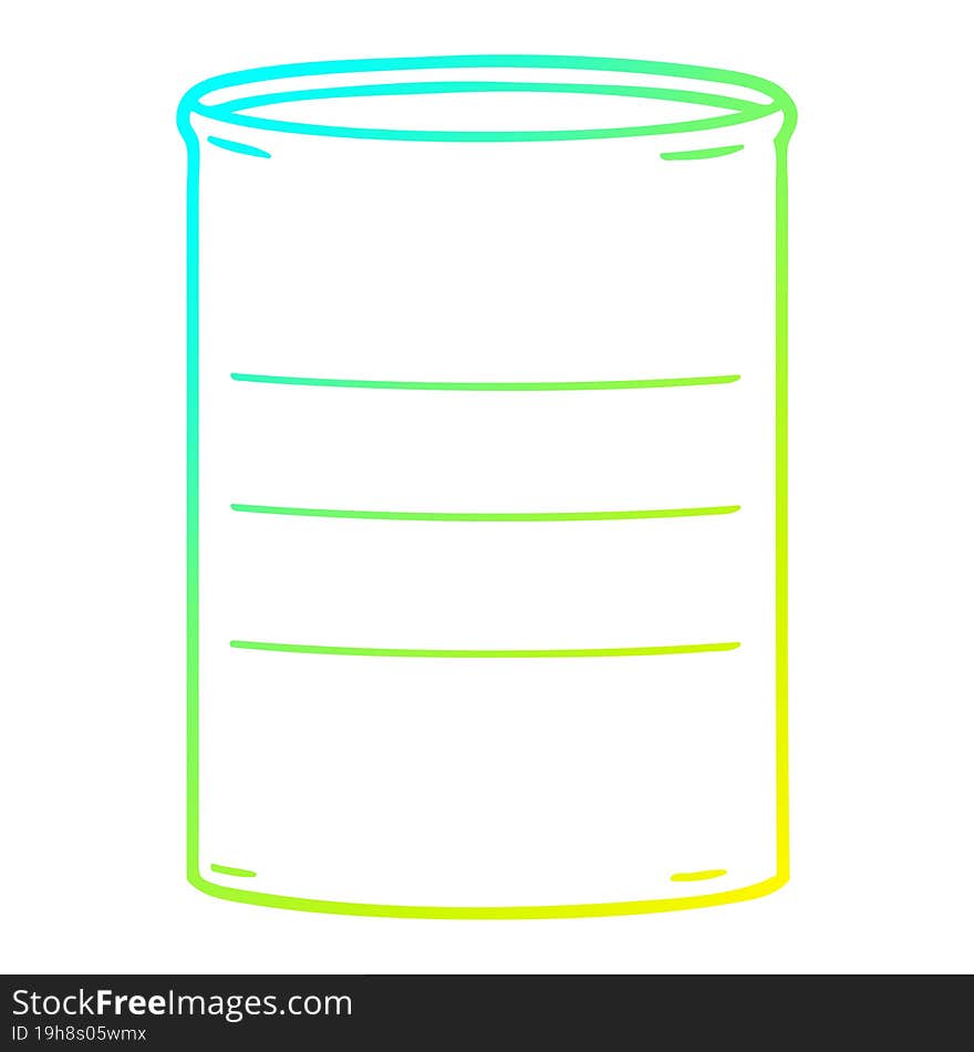 cold gradient line drawing of a cartoon oil drum