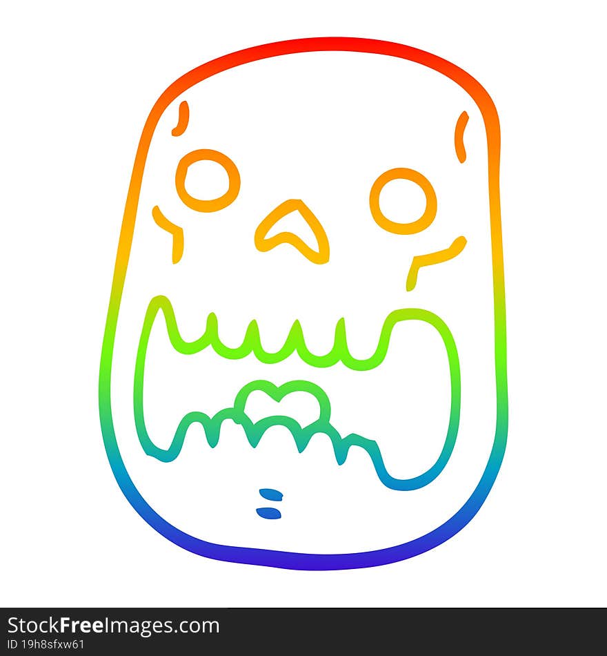 rainbow gradient line drawing cartoon halloween skull