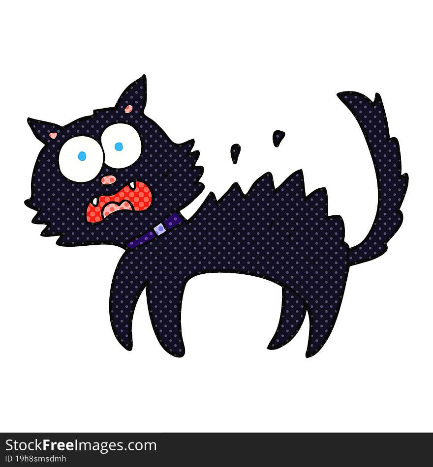 cartoon scared black cat