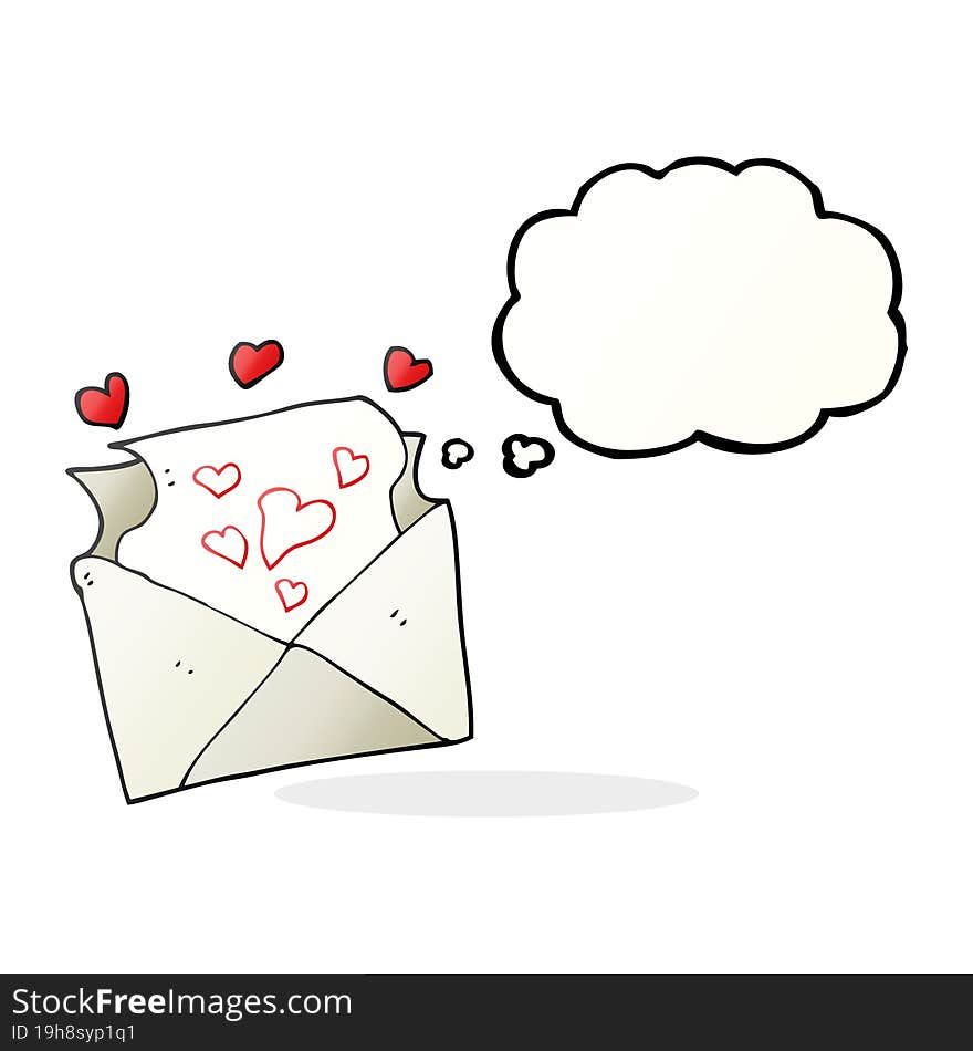 freehand drawn thought bubble cartoon love letter