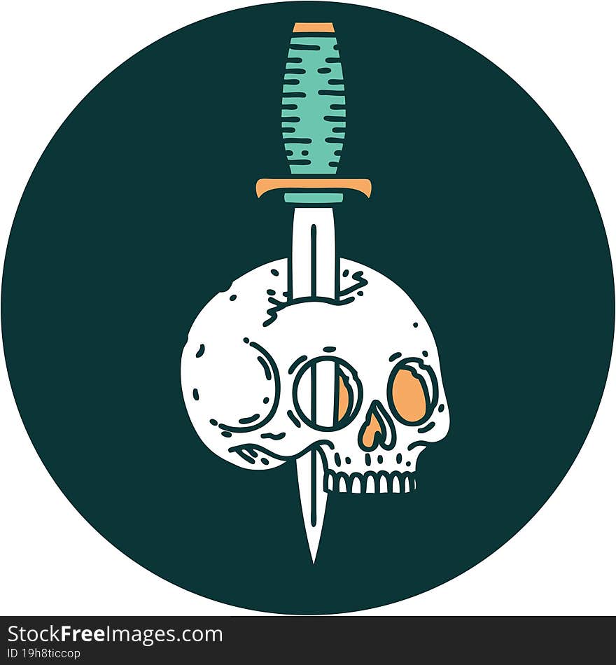 Tattoo Style Icon Of A Skull And Dagger