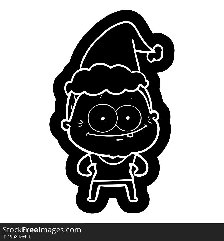 cartoon icon of a happy old woman wearing santa hat