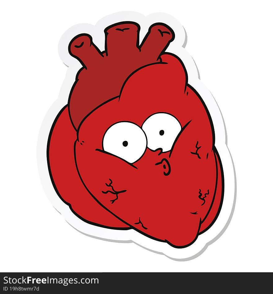 sticker of a cartoon curious heart