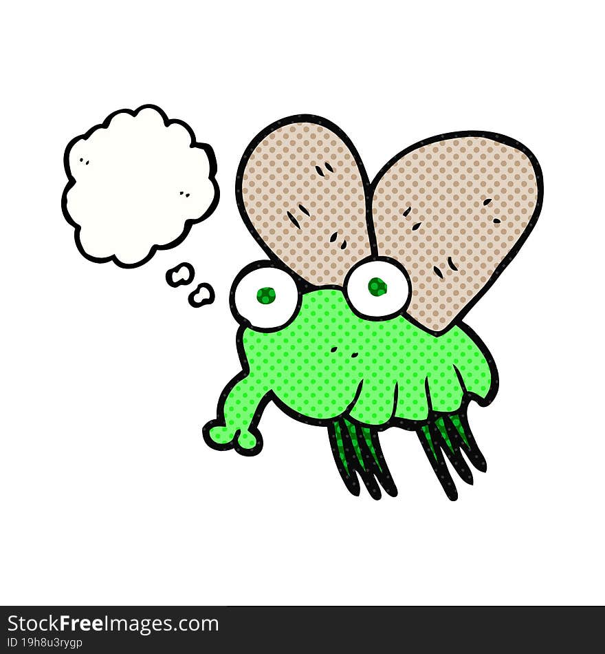 freehand drawn thought bubble cartoon fly