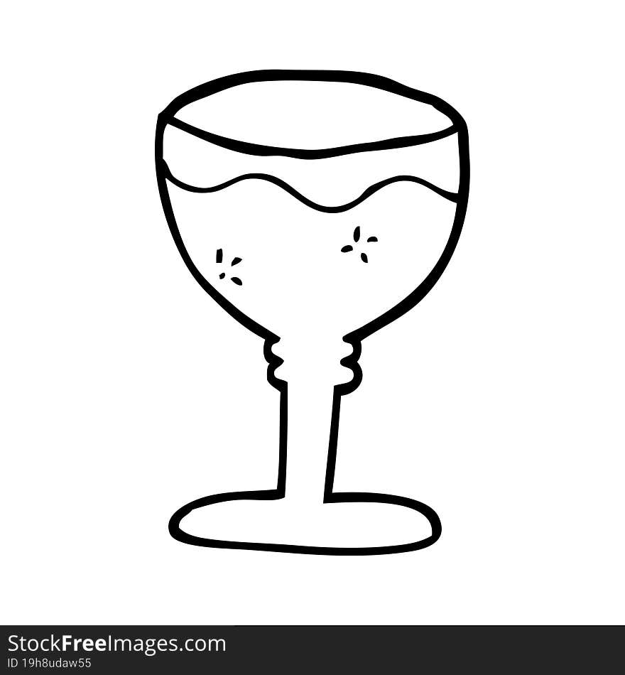 Line Drawing Cartoon Red Wine Glass