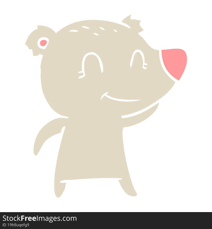 smiling bear flat color style cartoon