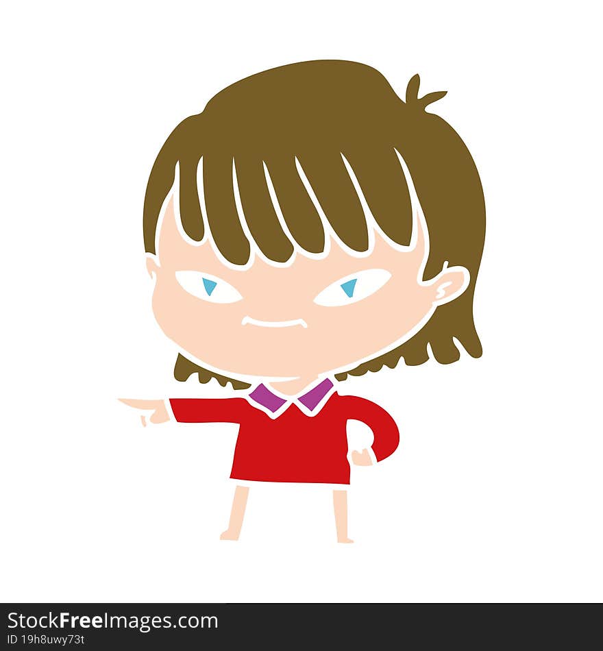 flat color style cartoon pointing woman