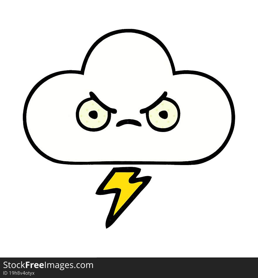 comic book style cartoon thunder cloud