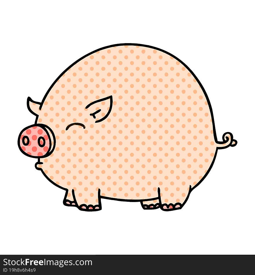 quirky comic book style cartoon pig