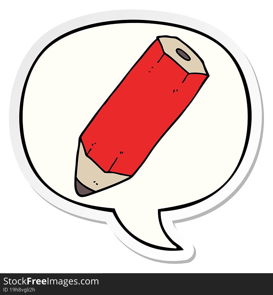 cartoon pencil and speech bubble sticker