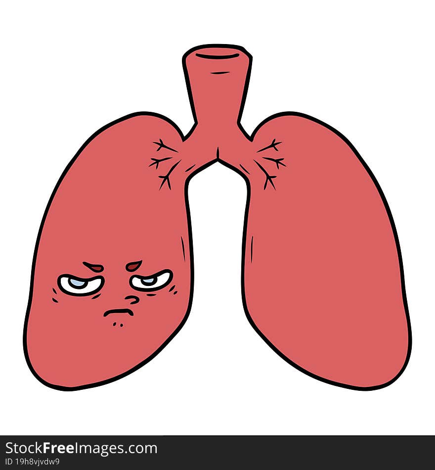 cartoon angry lungs. cartoon angry lungs