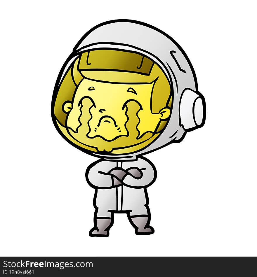 cartoon crying astronaut. cartoon crying astronaut