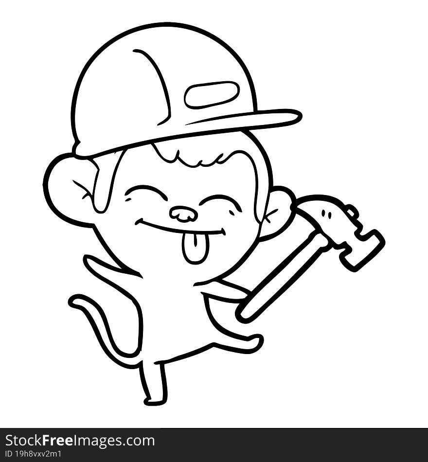 funny cartoon builder monkey dancing. funny cartoon builder monkey dancing