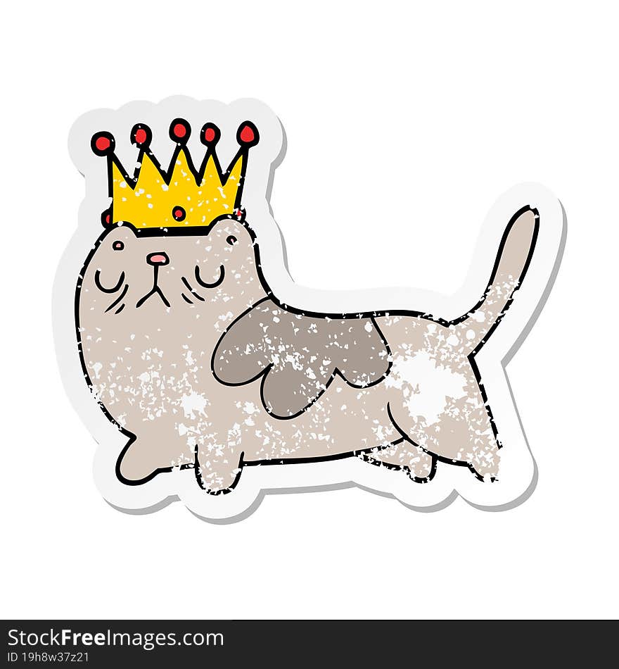 Distressed Sticker Of A Cartoon Arrogant Cat