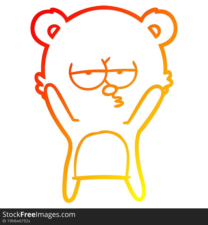 warm gradient line drawing bored bear cartoon