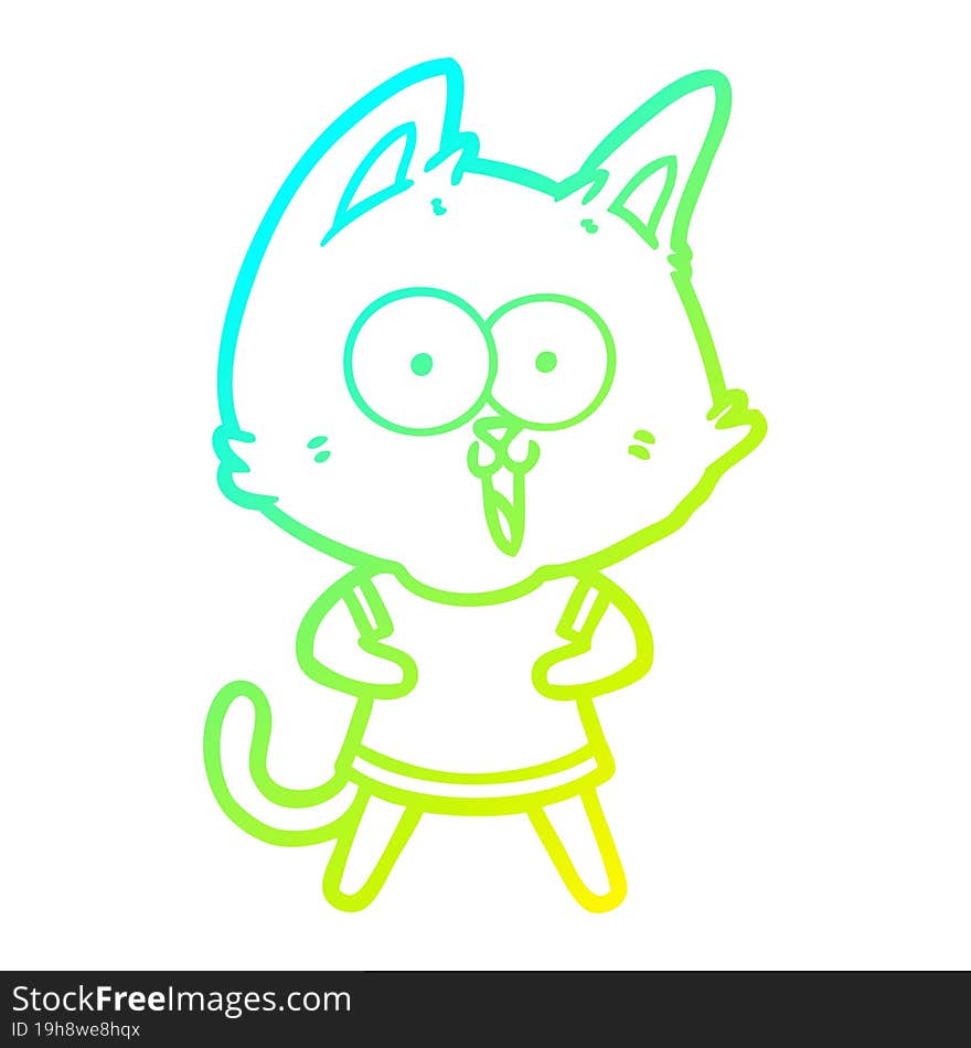 cold gradient line drawing funny cartoon cat