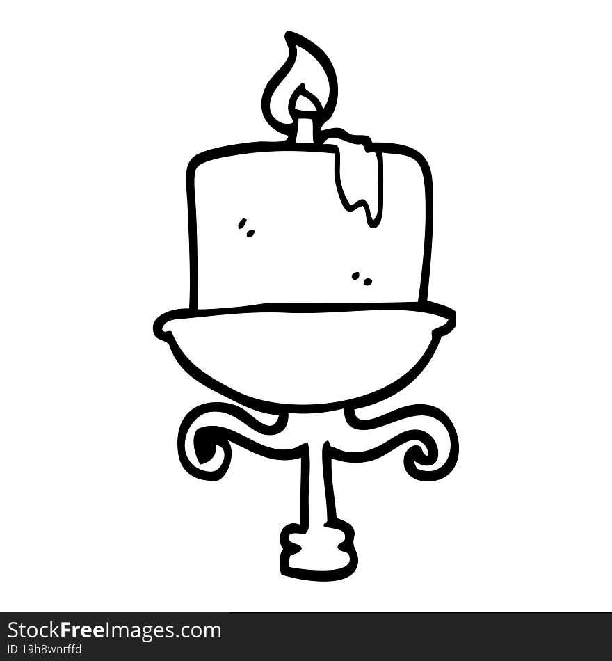 black and white cartoon old candlestick