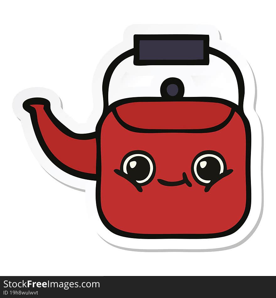 sticker of a cute cartoon kettle