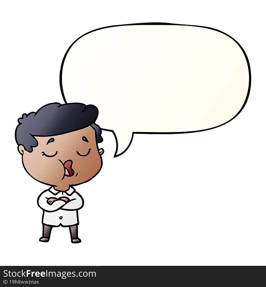 cartoon man talking with speech bubble in smooth gradient style