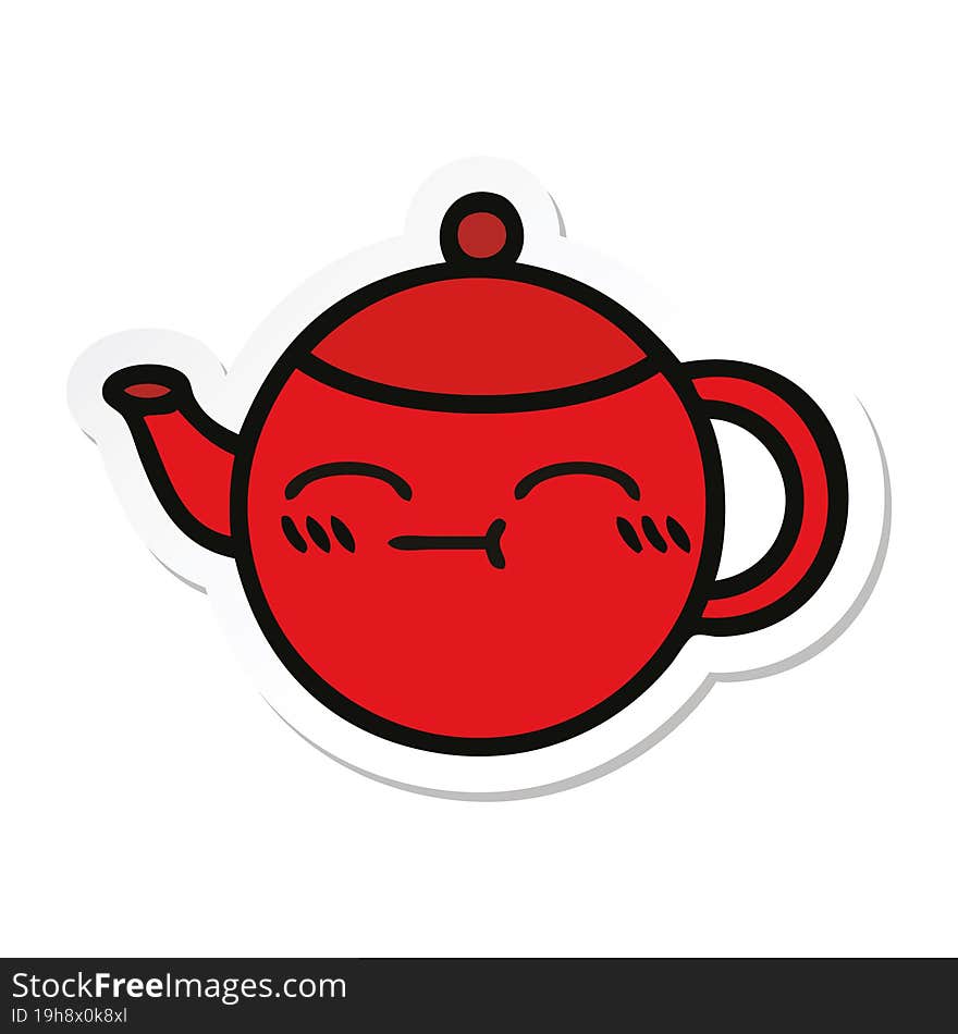 sticker of a cute cartoon teapot