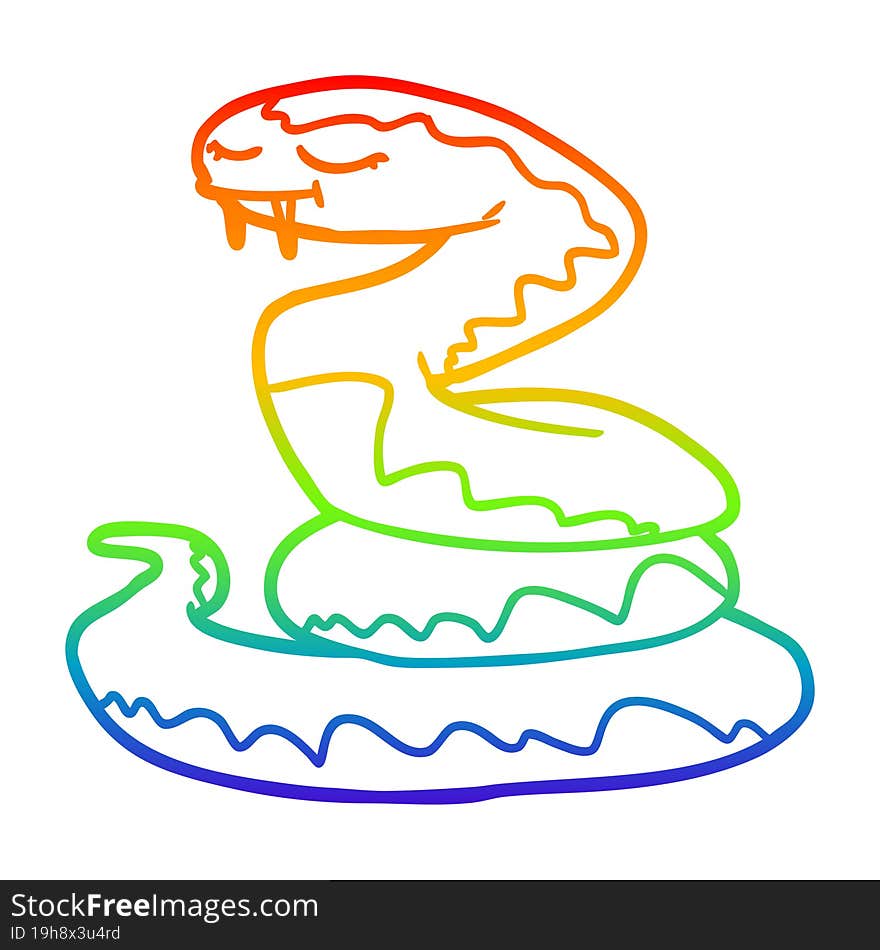 rainbow gradient line drawing cartoon snake