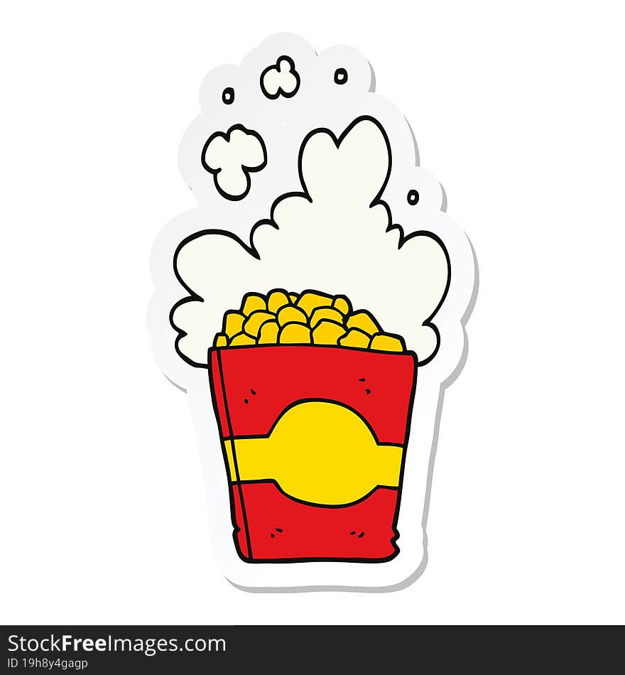 Sticker Of A Cartoon Popcorn