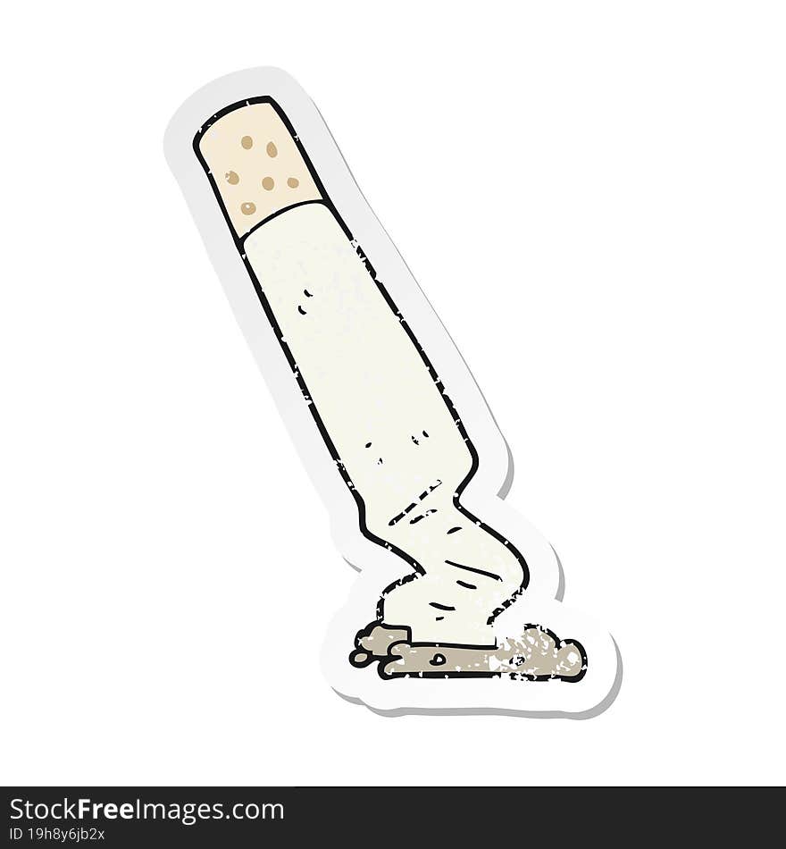 retro distressed sticker of a cartoon cigarette