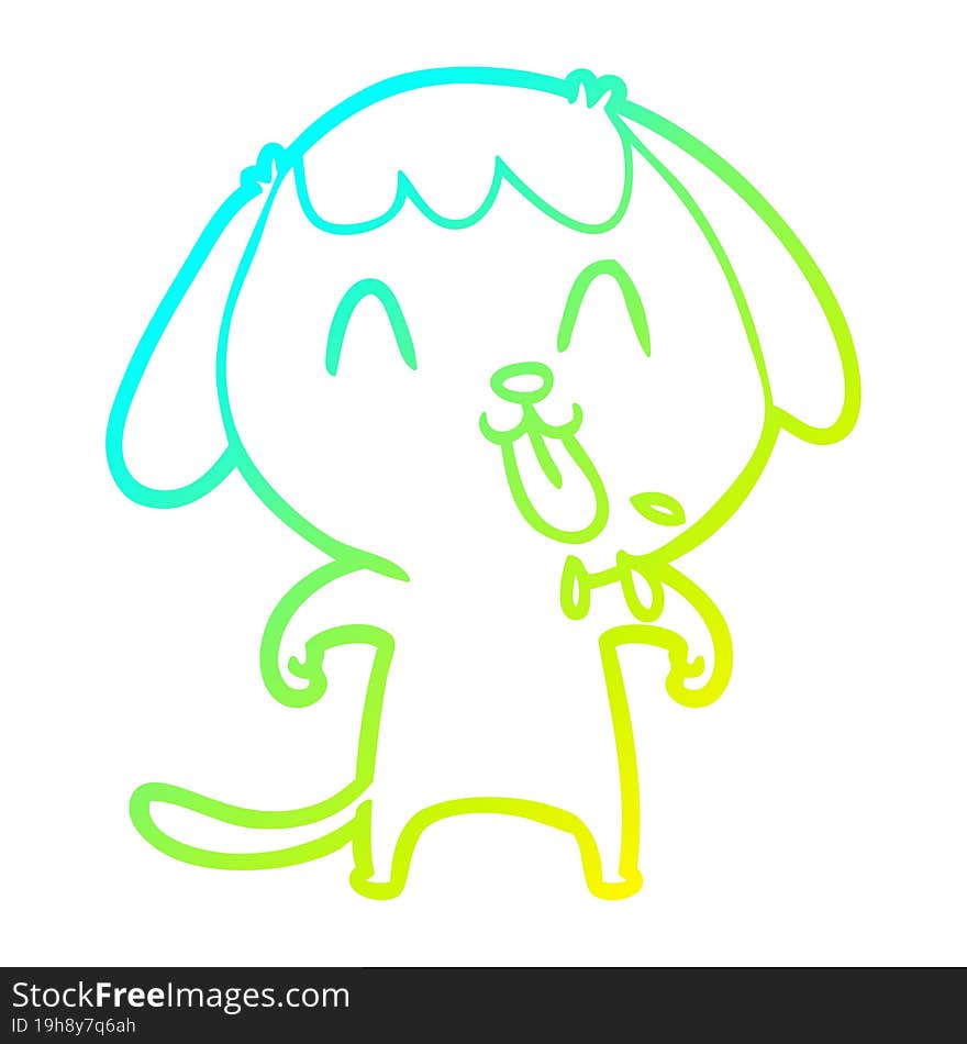 cold gradient line drawing of a cute cartoon dog