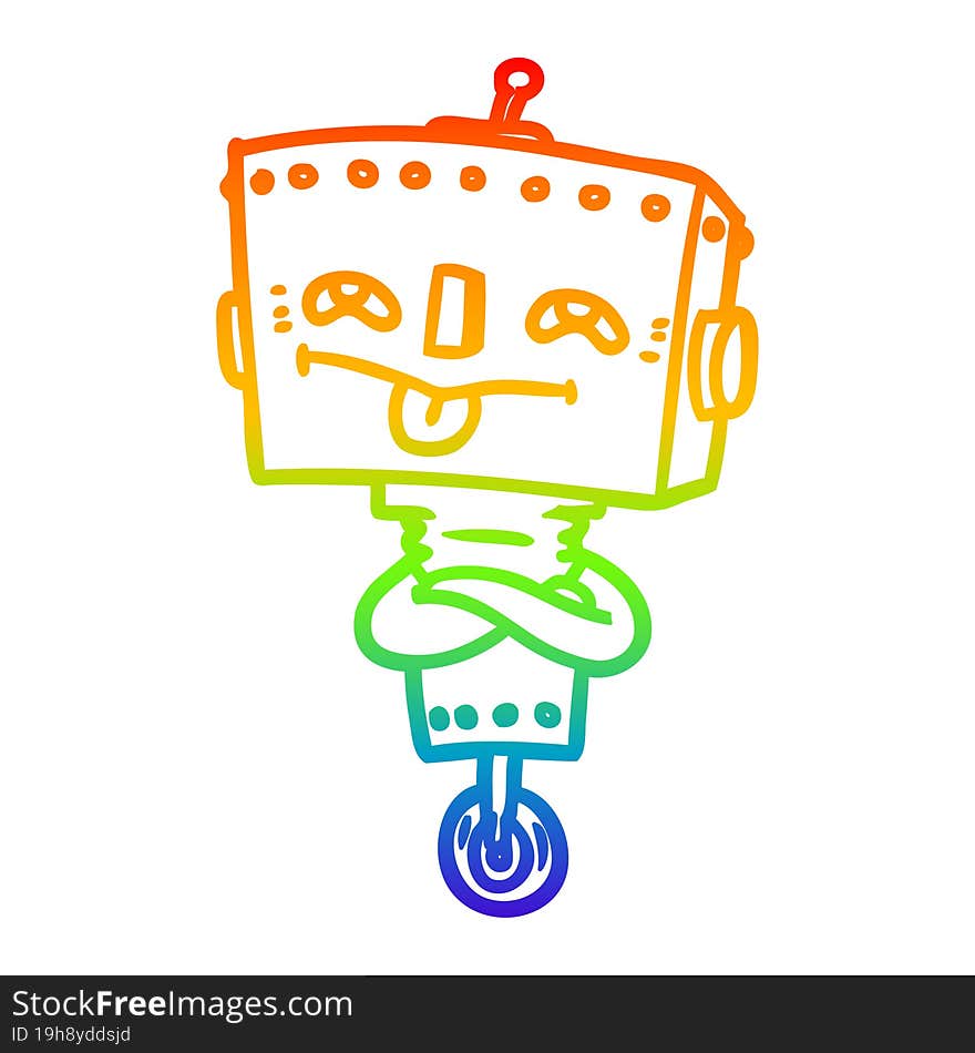 rainbow gradient line drawing cartoon robot