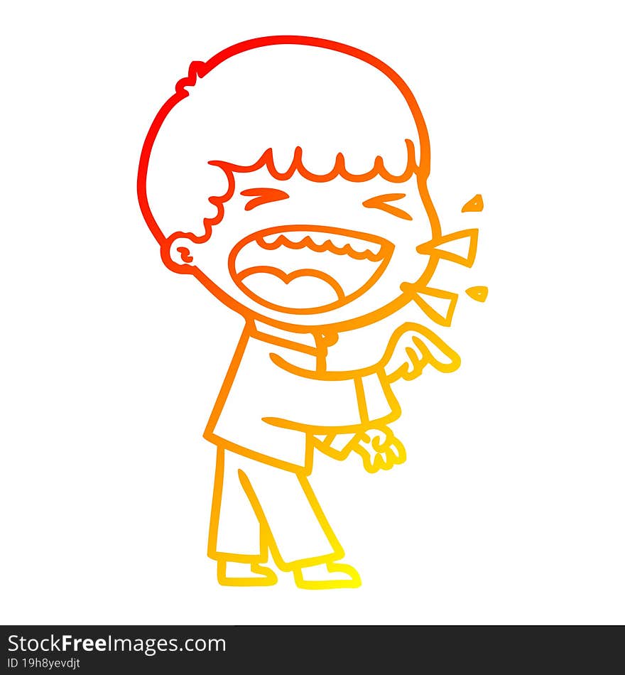 Warm Gradient Line Drawing Cartoon Laughing Man