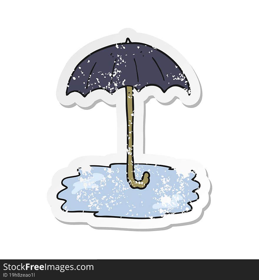 Retro Distressed Sticker Of A Cartoon Wet Umbrella