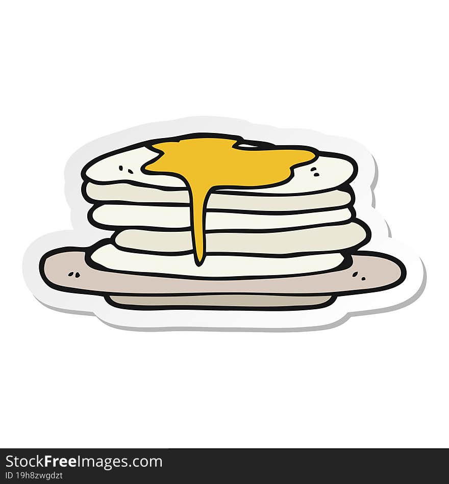 sticker of a cartoon stack of pancakes