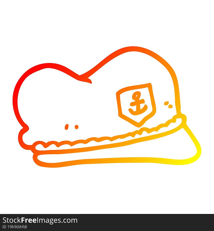 warm gradient line drawing of a cartoon sailor hat