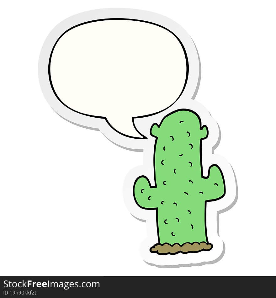 cartoon cactus and speech bubble sticker