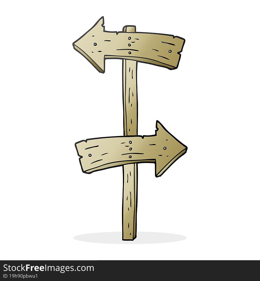 cartoon wooden direction sign