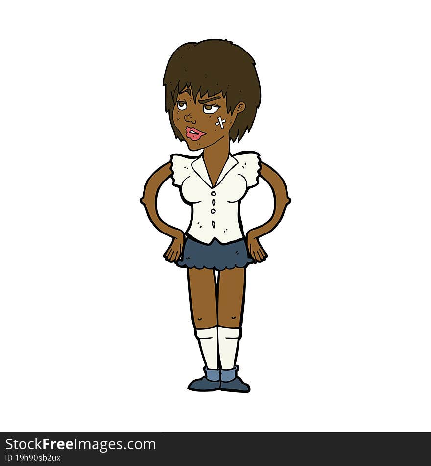 cartoon tough woman with hands on hips