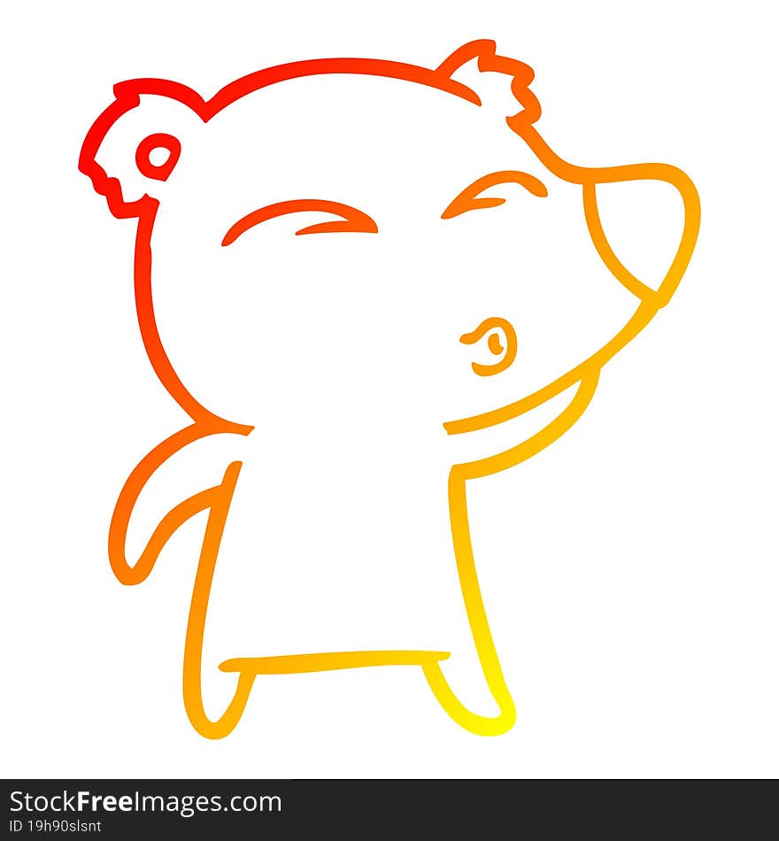 Warm Gradient Line Drawing Cartoon Whistling Bear