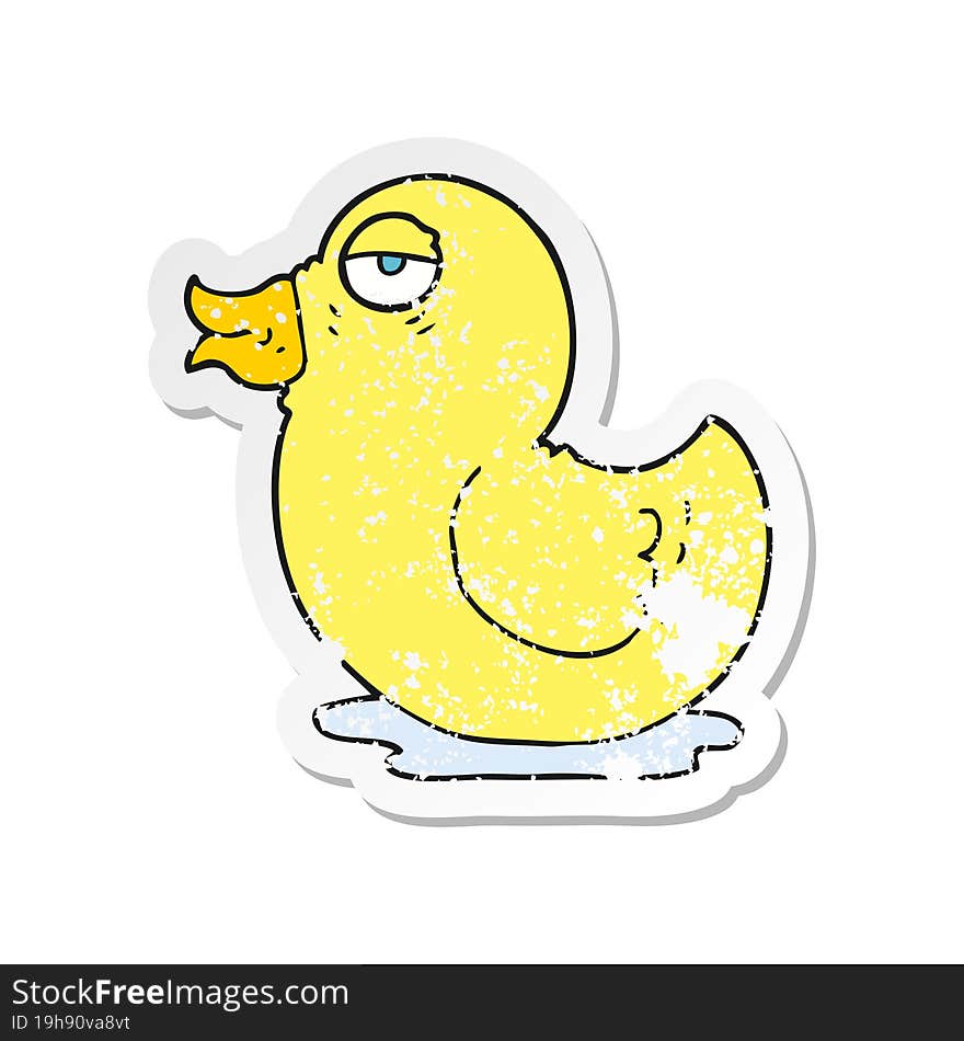 retro distressed sticker of a cartoon rubber duck