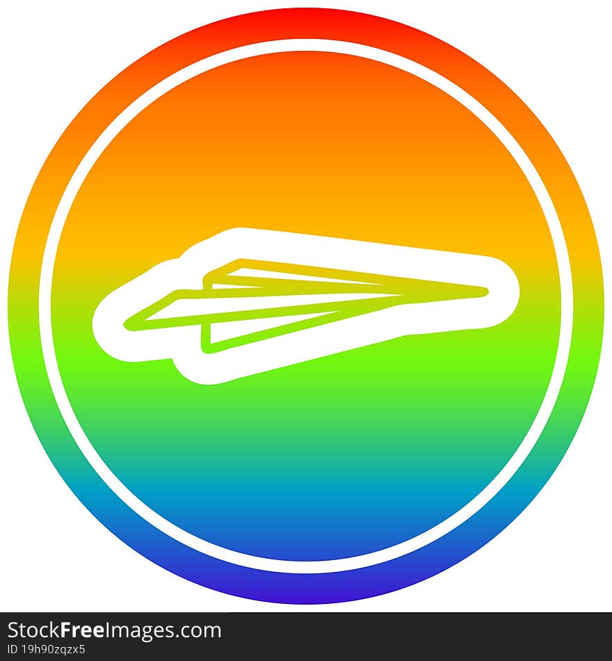 paper plane circular icon with rainbow gradient finish. paper plane circular icon with rainbow gradient finish